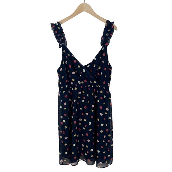 Madewell Ruffle Strap Mini Dress in Navy Confetti Floral Print Size 2 - Picture 4 of 8